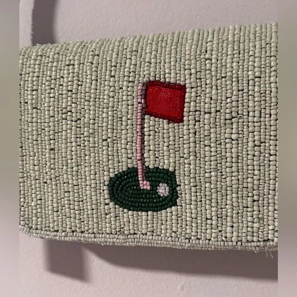 Pink Golf Cart Beaded Shoulder Bag - Picture 3 of 6